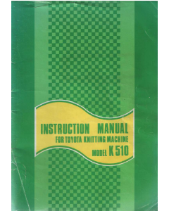 Toyota K510 Knitting Machine User Manual