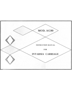 AG30 Intarsia Carriage User Manual
