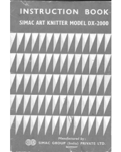 Simac Art Knitter Model DX-2000 Knitting Machine Manual 