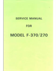 F270-370 Knitting Machine Service Manual