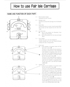 Silver Reed FC6  Fairisle Carriage User Manual