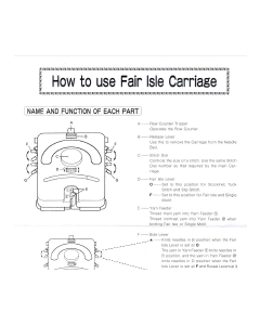 Silver Reed LK-150 Fair Isle Carriage Manual