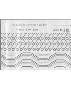 Juki K881 Knitting Machine Manual