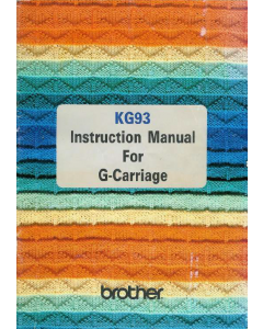Brother KG93 Garter Carriage User Guide