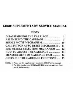 Brother KH840-Supplimentary Carriage Service Manual