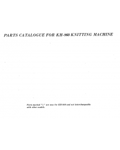 Brother KH860 Parts Manual
