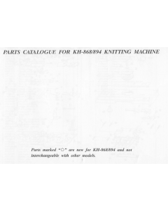 Brother KH868-KH894 Parts Manual