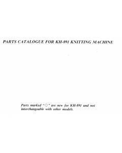 Brother KH891 Parts Manual