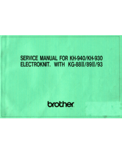 Brother KH940 Service Manual