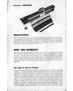 Knitmaster 4500 Knitting Machine Instruction Manual