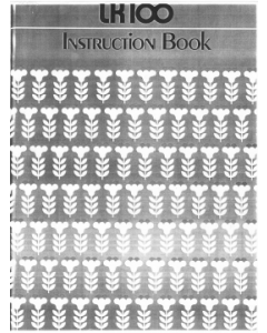 Singer LK100 Knitting Machine Instruction Manual