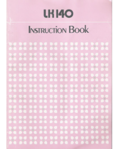 Singer LK140 Knitting Machine Instruction Manual