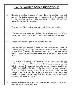 Singer LK150 Knitting Machine Extension Instruction Manual