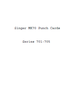Silver Reed-Singer Standard Punchcards For MK70