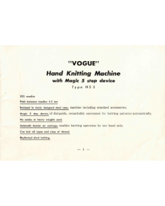 Vogue Knitting Machine NS5 User Manual