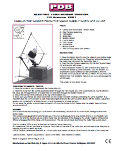 Hague PDB1 Twister 125 User Manual