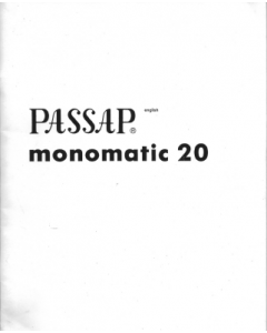 Passap Monomatic 20 User Manual