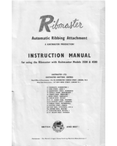 Ribmaster Ribber Machine Instruction Manual