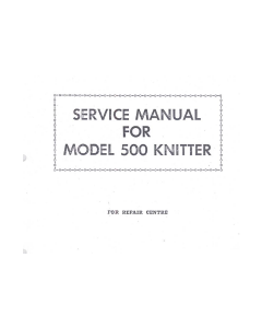 SK500 Knitting Machine Service Manual