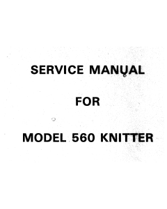 SK560 Knitting Machine Service Manual