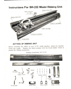 SR-200 Ribber Machine Instruction Manual