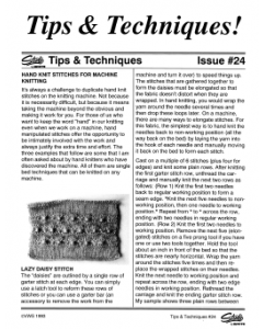 Studio Tips and Techniques Issue 24 Hand Knit Stitches for Machines