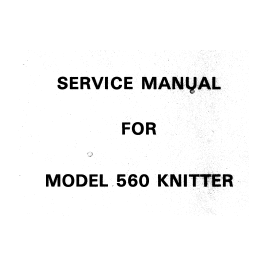 Sk560 Knitting Machine Service Manual