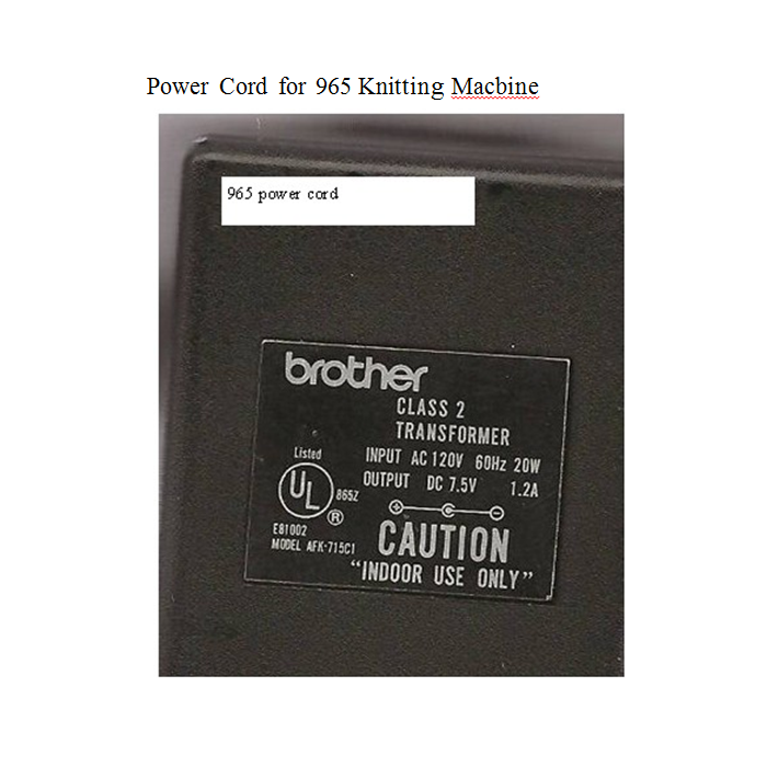 A/C ADAPTER for Knitting Machine Brother KH270 KH900 KH965 KH970 – Hong  Kong Knitting Machine